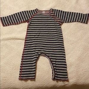Petit Bateau Striped Jumpsuit - Black and Gray